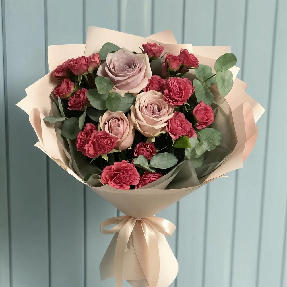 Букет цветов из: Гвоздики и Розы в Поселок санатория Министерства Обороны