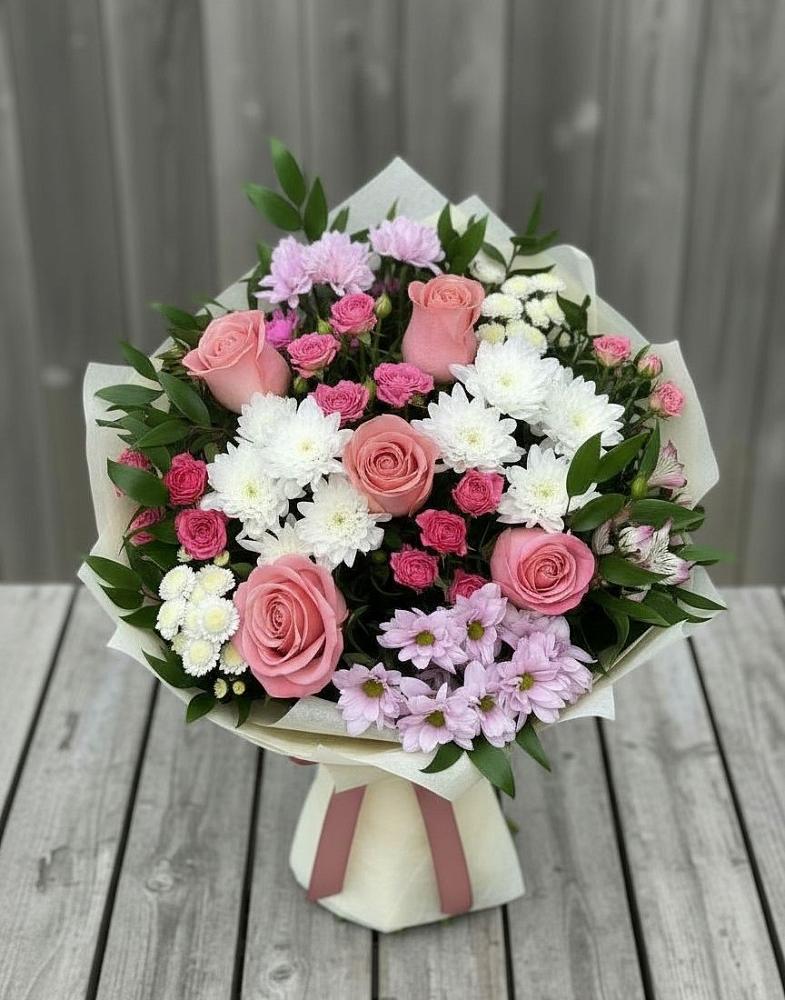 Букет цветов из: Альстромерии, Гвоздики, Розы и Хризантемы в Поселок санатория Министерства Обороны