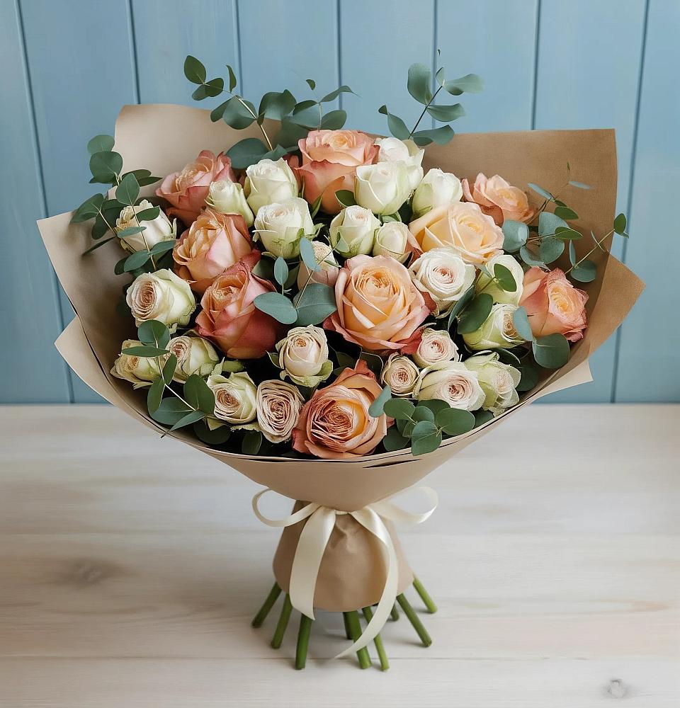 Букет цветов из: Альстромерии и Розы в Поселок санатория Министерства Обороны