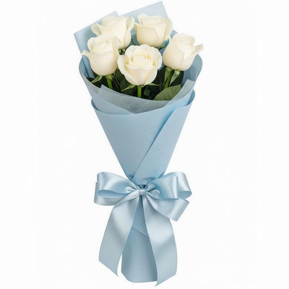 Букет 5 Белых роз Проуд в Поселок санатория Министерства Обороны