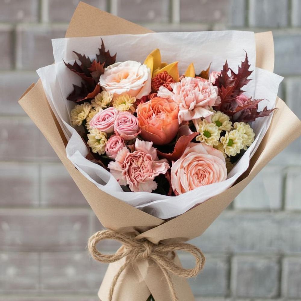 Букет цветов из: Гвоздики, Хризантемы и Розы в Поселок санатория Министерства Обороны