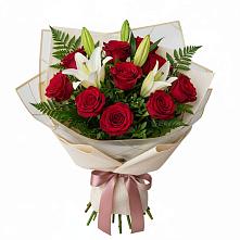 Букет цветов из:  Лилии и Розы в Поселок санатория Министерства Обороны