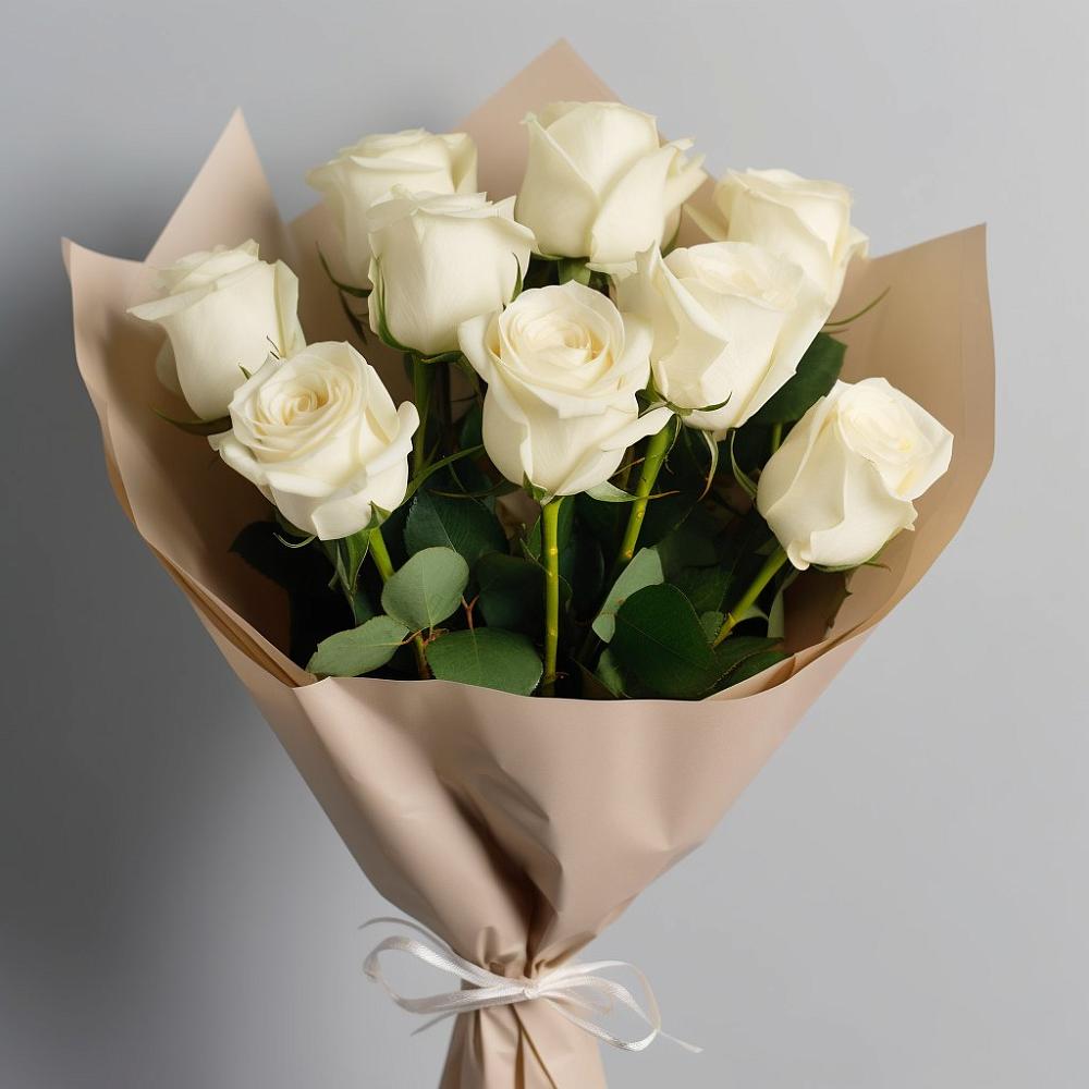 Букет 9 Белых роз Эдлесс Лав в Поселок санатория Министерства Обороны