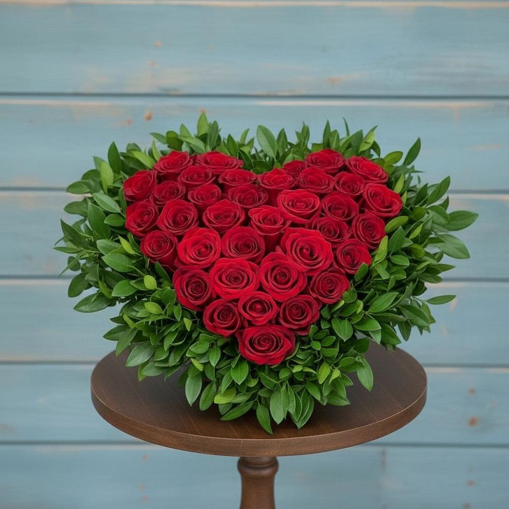 Цветочная композиция из Розы в виде сердца в Поселок санатория Министерства Обороны