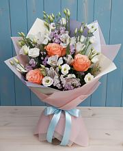 Букет цветов из:  Лизиантусы, Розы, Альстромерии и Гипсофила #REPLACE_PRED# Поселок санатория Министерства Обороны