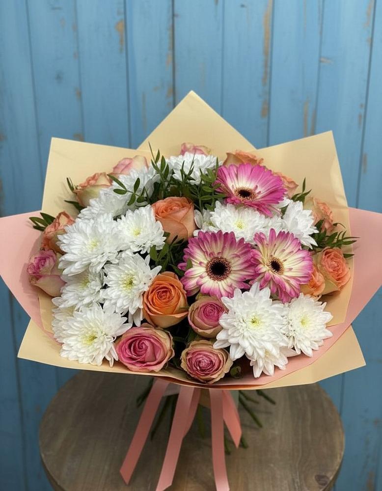 Букет цветов из: Розы, Герберы и Хризантемы в Поселок санатория Министерства Обороны