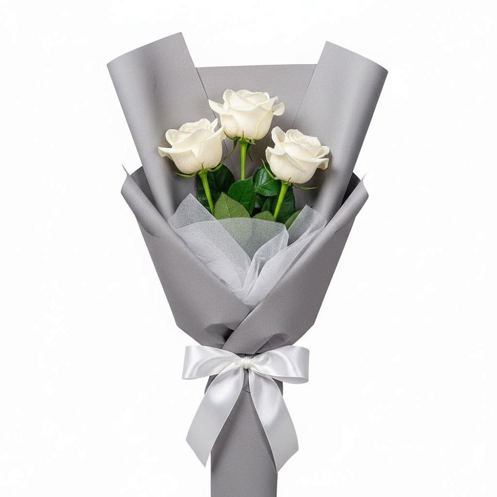Букет 3 белые розы в Поселок санатория Министерства Обороны