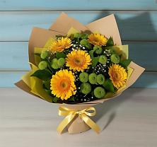Букет цветов из:  Герберы и Хризантемы в Поселок санатория Министерства Обороны
