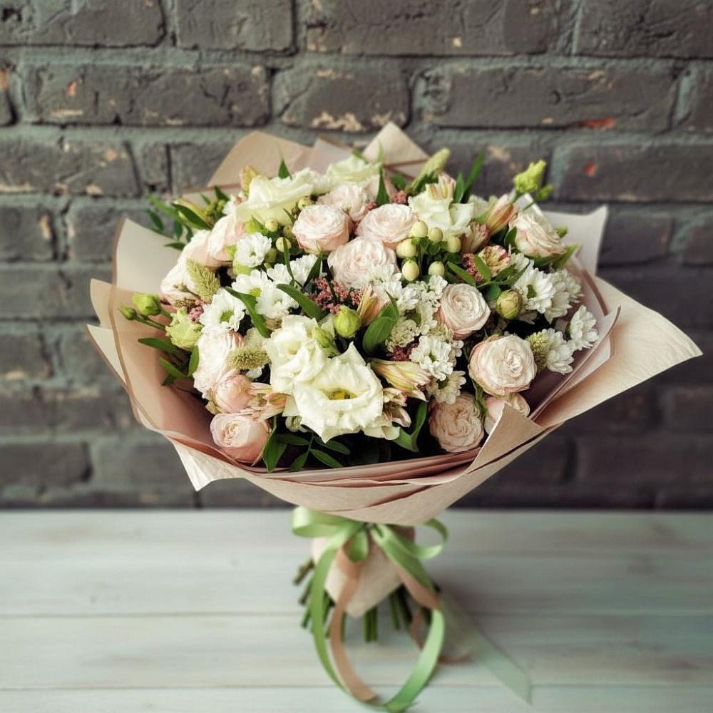 Букет цветов из: Альстромерии, Розы и Хризантемы в Поселок санатория Министерства Обороны