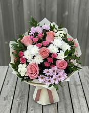 Букет цветов из:  Альстромерии, Гвоздики, Розы и Хризантемы в Поселок санатория Министерства Обороны