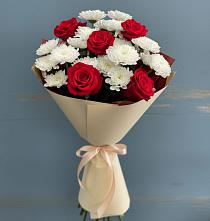 Букет цветов из:  Розы и Хризантемы в Поселок санатория Министерства Обороны