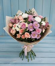 Букет цветов из:  Хризантемы, Розы и Альстромерии в Поселок санатория Министерства Обороны