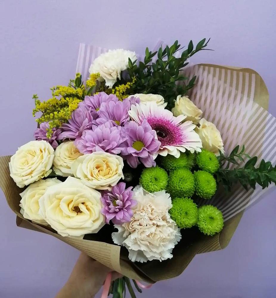 Букет цветов из: Хризантемы, Розы, Гвоздики и Герберы в Поселок санатория Министерства Обороны