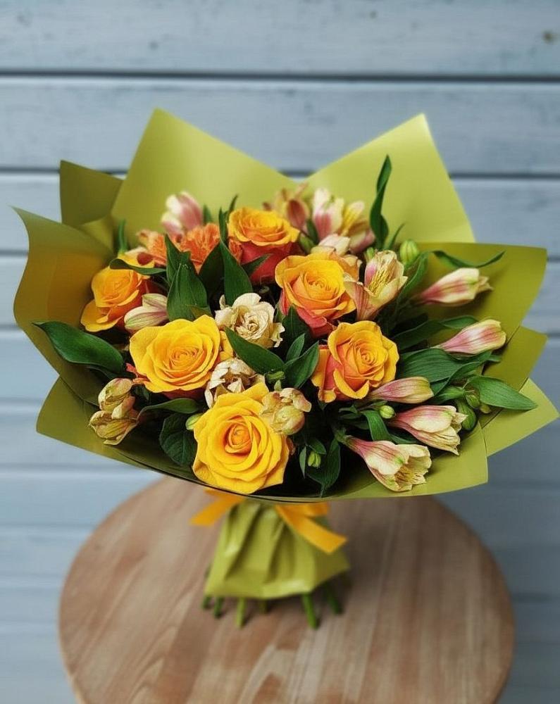 Букет цветов из: Альстромерии и Розы в Поселок санатория Министерства Обороны