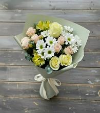 Букет цветов из:  Альстромерии, Розы и Хризантемы в Поселок санатория Министерства Обороны