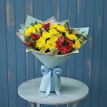 Букет цветов из:  Альстромерии и Хризантемы в Поселок санатория Министерства Обороны