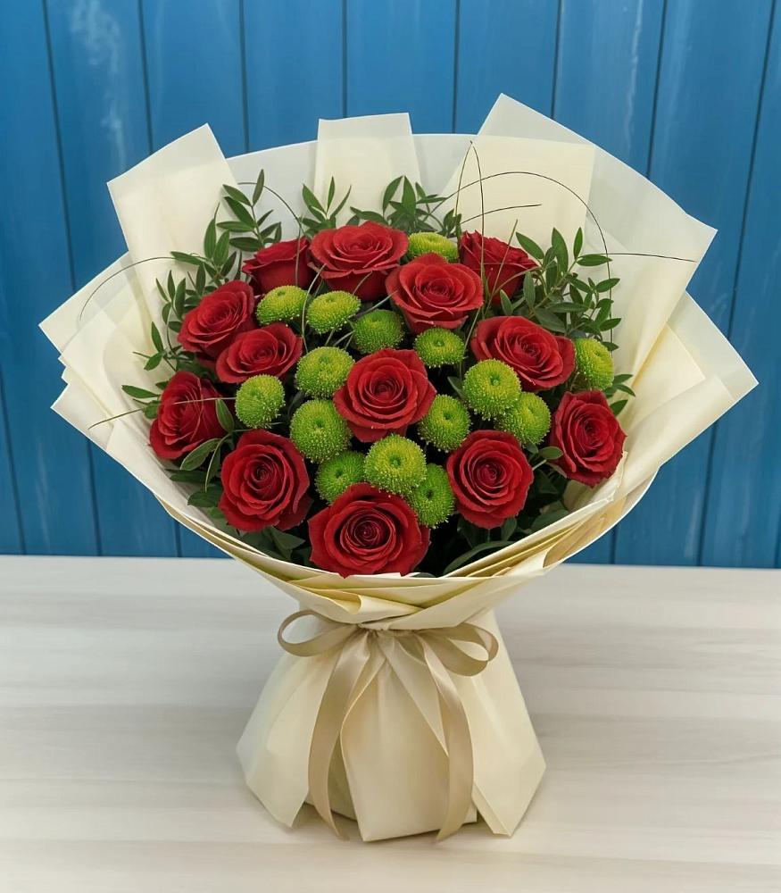 Букет цветов из: Розы и Хризантемы в Поселок санатория Министерства Обороны